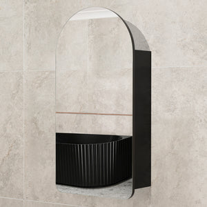 Arco Arch 400mm x 800mm Mirrored Shaving Cabinet, Matte Black