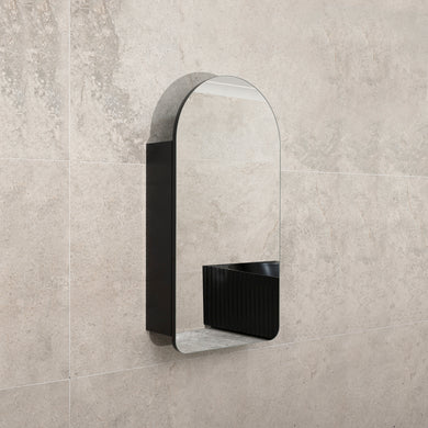 Arco Arch 550mm x 1000mm Mirrored Shaving Cabinet, Matte Black