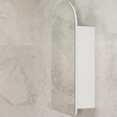 Arco Arch 400mm x 800mm Mirrored Shaving Cabinet, Matte White