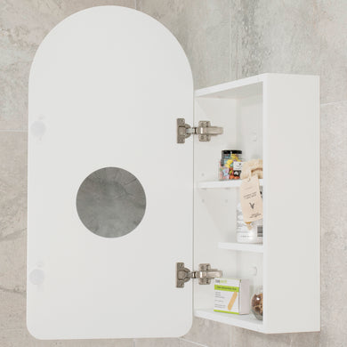 Arco Arch 400mm x 800mm Mirrored Shaving Cabinet, Matte White