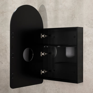 Arco Arch 400mm x 800mm Mirrored Shaving Cabinet, Matte Black
