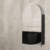 Arco Arch 550mm x 1000mm Mirrored Shaving Cabinet, Matte Black