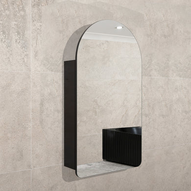 Arco Arch 550mm x 1000mm Mirrored Shaving Cabinet, Matte Black