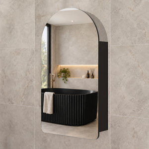 Arco Arch 550mm x 1000mm Mirrored Shaving Cabinet, Matte Black