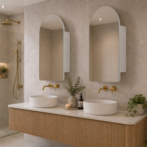 Arco Arch 550mm x 1000mm Mirrored Shaving Cabinet, Matte White