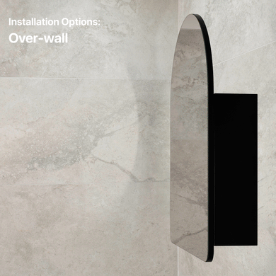 Arco Arch 600mm x 800mm Mirrored Shaving Cabinet, Matte Black