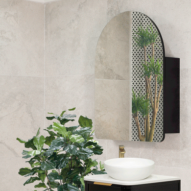 Arco Arch 600mm x 800mm Mirrored Shaving Cabinet, Matte Black
