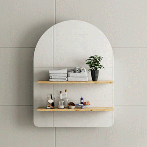 Arco Arch 600mm x 800mm Mirrored Shaving Cabinet, Matte Black