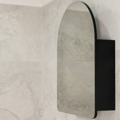 Arco Arch 600mm x 800mm Mirrored Shaving Cabinet, Matte Black