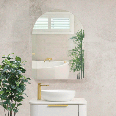 Arco Arch 600mm x 800mm Mirrored Shaving Cabinet, Matte White