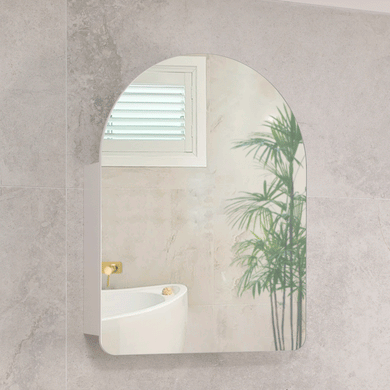 Arco Arch 600mm x 800mm Mirrored Shaving Cabinet, Matte White