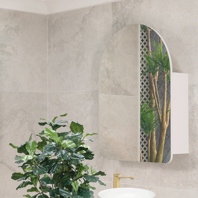 Arco Arch 600mm x 800mm Mirrored Shaving Cabinet, Matte White