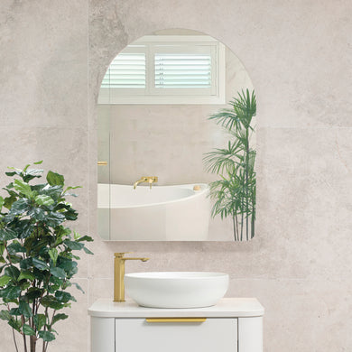 Arco Arch 600mm x 800mm Mirrored Shaving Cabinet, Matte White