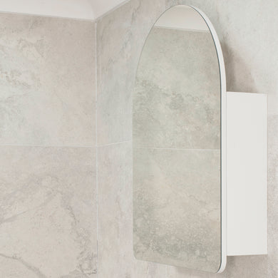 Arco Arch 600mm x 800mm Mirrored Shaving Cabinet, Matte White