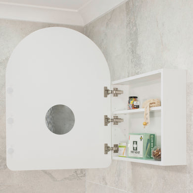 Arco Arch 600mm x 800mm Mirrored Shaving Cabinet, Matte White