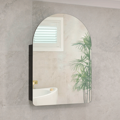 Arco Arch 700mm x 1000mm Mirrored Shaving Cabinet, Matte Black