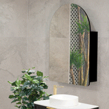 Arco Arch 700mm x 1000mm Mirrored Shaving Cabinet, Matte Black