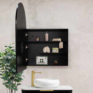 Arco Arch 700mm x 1000mm Mirrored Shaving Cabinet, Matte Black