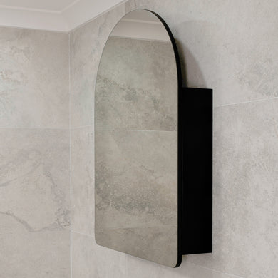 Arco Arch 700mm x 1000mm Mirrored Shaving Cabinet, Matte Black