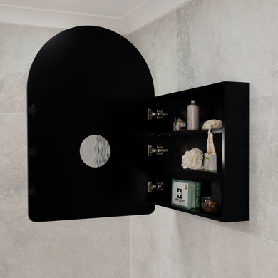 Arco Arch 700mm x 1000mm Mirrored Shaving Cabinet, Matte Black