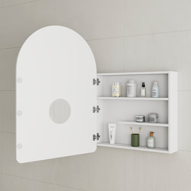 *Clearance* Arco Arch 700mm x 1000mm Mirrored Shaving Cabinet, Matte White