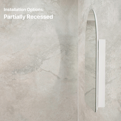 Arco Arch 700mm x 1000mm Mirrored Shaving Cabinet, Matte White