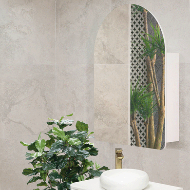 Arco Arch 700mm x 1000mm Mirrored Shaving Cabinet, Matte White