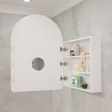 Arco Arch 700mm x 1000mm Mirrored Shaving Cabinet, Matte White