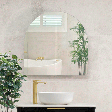 Arco Arch 800mm x 800mm Mirrored Shaving Cabinet, Matte Black