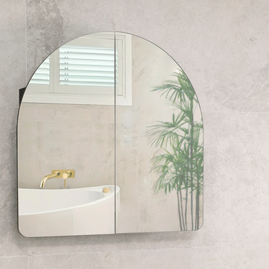 Arco Arch 800mm x 800mm Mirrored Shaving Cabinet, Matte Black