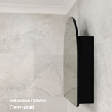 Arco Arch 800mm x 800mm Mirrored Shaving Cabinet, Matte Black