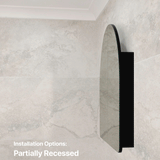 Arco Arch 800mm x 800mm Mirrored Shaving Cabinet, Matte Black