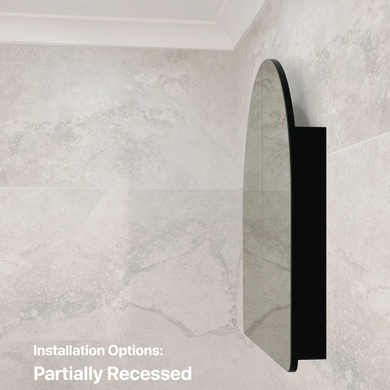 Arco Arch 800mm x 800mm Mirrored Shaving Cabinet, Matte Black