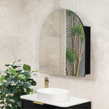 Arco Arch 800mm x 800mm Mirrored Shaving Cabinet, Matte Black
