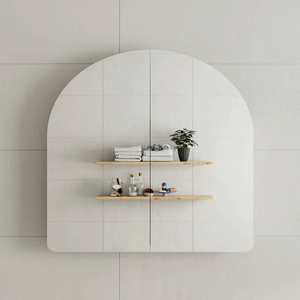 Arco Arch 800mm x 800mm Mirrored Shaving Cabinet, Matte Black