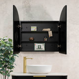 Arco Arch 800mm x 800mm Mirrored Shaving Cabinet, Matte Black