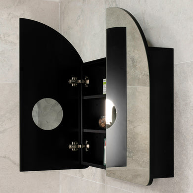 Arco Arch 800mm x 800mm Mirrored Shaving Cabinet, Matte Black