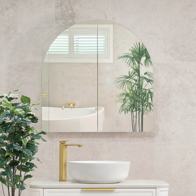 Arco Arch 800mm x 800mm Mirrored Shaving Cabinet, Matte White