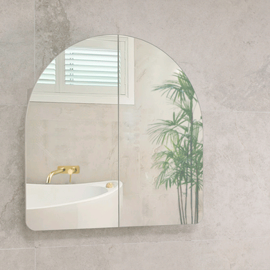 Arco Arch 800mm x 800mm Mirrored Shaving Cabinet, Matte White