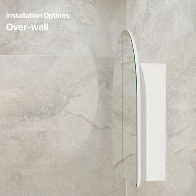Arco Arch 800mm x 800mm Mirrored Shaving Cabinet, Matte White