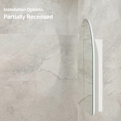 Arco Arch 800mm x 800mm Mirrored Shaving Cabinet, Matte White