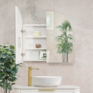 Arco Arch 800mm x 800mm Mirrored Shaving Cabinet, Matte White
