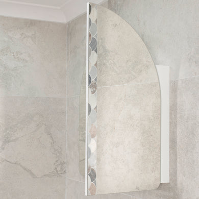 Arco Arch 800mm x 800mm Mirrored Shaving Cabinet, Matte White