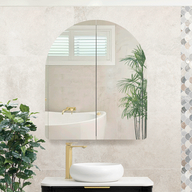 Arco Arch 850mm x 1000mm Mirrored Shaving Cabinet, Matte Black
