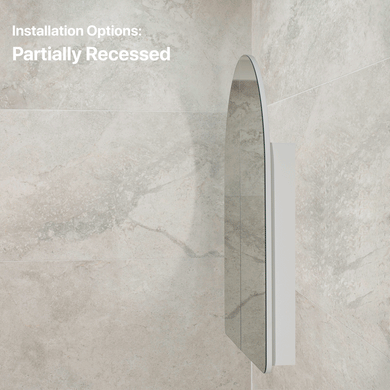 Arco Arch 850mm x 1000mm Mirrored Shaving Cabinet, Matte White