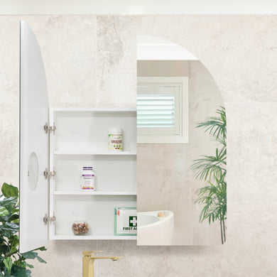 Arco Arch 850mm x 1000mm Mirrored Shaving Cabinet, Matte White
