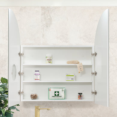 Arco Arch 850mm x 1000mm Mirrored Shaving Cabinet, Matte White