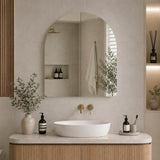 Arco Arch 850mm x 1000mm Mirrored Shaving Cabinet, Matte White