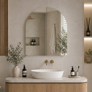 Arco Arch 850mm x 1000mm Mirrored Shaving Cabinet, Matte White