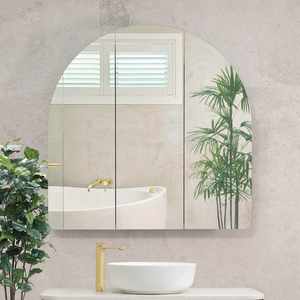 Arco Arch 1000mm x 1000mm Mirrored Shaving Cabinet, Matte Black